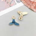 Zeemeerminstaart hanger met blauw email en goudlaag voor DIY-sieraden maken projecten - Blauwe Emaille Zeemeerminstaart