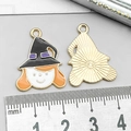 Halloween witch head charm for DIY jewelry making in purple and black enamel finish - Black and Orange Enamel Witch (14001)