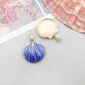 Blauwe emaille schelphanger met goudkleurige rand voor het maken van DIY-sieraden en hobby - Blauw Emaille Grote Schelp