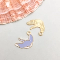 Set joyería DIY con colgante de raya dorada y amuleto de manta en esmalte lila - Raya Esmaltada Morada (20*15mm)