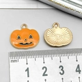 Halloween pumpkin charm with orange enamel and gold alloy finish for DIY jewelry - Yellow Enamel Pumpkin (14004)