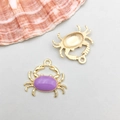Colgante de cangrejo dorado con esmalte morado para joyas DIY y pulseras de tema marino - Cangrejo Esmaltada Morada (20*18mm)