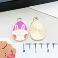 Purple enamel Easter egg rabbit charm with golden back and scale measurement - Purple White Rabbit Egg (15149)