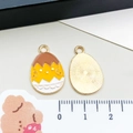 Colorful enamel hatching chick easter egg alloy charms for DIY jewelry making - Brown Yellow Egg Shell (15150)