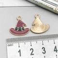 Purple wizard hat enamel pendant charms in gold plating for Halloween DIY jewelry making - Purple Enamel Witch Hat (14006)