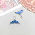 DIY bedelset met twee koningsblauwe emaille walvisstaart hangers in een zilveren legering - Blauw Emaille Eenvoudige Vissenstaart