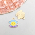Colgante de concha púrpura con perla de cara sonriente para hacer joyería - Concha Sonriente Esmaltada Azul Lago (16*17mm)