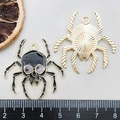 Macro detail of enamel spider charm with skull pattern and golden textured back - 34*33mm / Black Enamel Spider (19479)