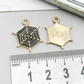 Spider web alloy pendant with black oil drip and gold finish for DIY jewelry 20mm - Black Enamel Spider Web (14009)