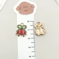 Macro view of Christmas red bell charm with green bow for DIY jewelry making projects - Red Christmas Bell Style (12526) / 1 Piece (13x13mm)