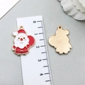 Detail of Santa Claus enamel alloy pendant with metal texture and top ring for DIY jewelry - Red White Santa Claus (9902)