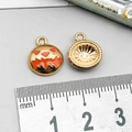 Halloween pumpkin enamel charm set in gold finish for DIY jewelry making - Orange Enamel Small Pumpkin (14011)