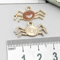 Brown spider alloy pendant with white smiley face and gold metal back for DIY jewelry - Coffee Enamel Spider (14012)