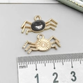 Halloween black enamel spider charms with gold metal back and smiling face design - Black Enamel Spider (14013)