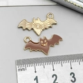 Golden Halloween bat alloy charms and brown enamel bat pendants for DIY jewelry making - Coffee Enamel Bat (14014)