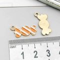Orange and white candy charms for DIY jewelry making made of alloy with gold metal back - Yellow and White Enamel Candy (14017)