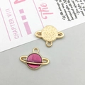 Pendentifs planète Saturne en émail coloré or et rose-violet pour bijoux DIY - Violet