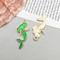 Green mermaid pendant charm with gold plating for DIY jewelry making and bracelets - 1 Piece/Pack (13x29mm)