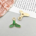 Green enamel mermaid tail pendant with golden metallic finish for DIY jewelry - 1 Piece (14x15mm)
