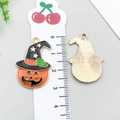 Macro shot of Halloween pumpkin charm with wizard hat showing front and back details - Halloween Pumpkin Head (11066)