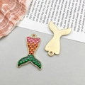 Gradient green and orange mermaid tail pendant with golden finish for DIY jewelry - 1 Piece/Pack (18x26mm)
