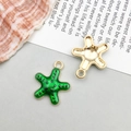 Starfish pendant with green enamel and gold metal finish for DIY jewelry making - 1 Piece (13x15mm)
