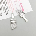 Pendentif en métal argenté antique en forme de pinceau pour bijoux DIY et artisanat - Pinceau en Argent Antique