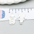 Close-up of silver snowman pendant charm with measurement tape showing 20mm height - Christmas Snowman Style (20022)