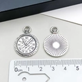 Pendentif montre de poche en alliage argent antique pour bijoux avec échelle de 22mm - Engrenage d'Horloge Rond (7199)