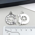 Pendentif lapin Alice et montre de poche en argent antique pour bijoux - Pendentif Horloge Lapin (8286)