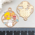 Cartoon enamel rabbit moon pendant for DIY jewelry making in gold alloy finish - Admiring Moon Rabbit Style (19407) / Yellow