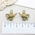 Bronze teapot and magic lamp pendants with heart engraving for DIY jewelry making - Antique Bronze Heart Teapot (366)