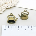 Vintage bronze teapot charms for DIY jewelry making with ruler for size reference - Antique Bronze Teapot (631)