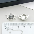 Pendentif théière Tea Time en argent antique pour bijoux DIY avec règle de 2 cm - Théière Demi-Face (6707)
