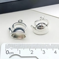 Pendentifs théière en argent antique avec règle pour la mesure précise de la taille - Style Théière d'Alice (B362)