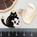 Halloween black cat and skull alloy charm with drip oil finish for DIY jewelry - Black Skull Cat Style (18124)