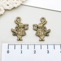 Antieke bronzen konijnenhanger voor doe-het-zelf sieraden met hartpatroon jurk - Antieke Bronzen Alice Konijn (6964)
