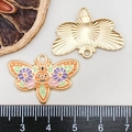 Halloween butterfly pendant with orange pumpkin and purple wings for DIY crafts - 20*28mm / Yellow Enamel Pumpkin Butterfly (19615)