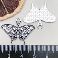 Ciondolo farfalla teschio in smalto nero argento antico per creazione gioielli DIY - Farfalla Nera (19390)