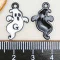 Pendentif fantôme en émail avec lettre G pour bijoux DIY, breloque d'Halloween bicolore - Diable Blanc (11063)
