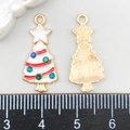 Détails de pendentifs sapin de Noël en émail blanc avec strass et dos en métal doré - Sapin de Noël en Émail Blanc Avec Strass (12522)