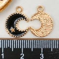 Pendentifs en forme de lune en alliage avec émail noir et étoile dorée pour bijoux DIY - Lune Noire (11904)