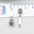 Antique silver microphone charm pendant for DIY jewelry making 25mm length size - Antique Silver Microphone (9166) / 8*25mm