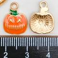 Pendentif citrouille d'Halloween avec émail orange et alliage doré pour bijoux DIY - Citrouille Orange Petite (14010)