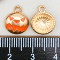 Pendentif citrouille d'Halloween en alliage doré et émail orange pour bijoux DIY - Citrouille Orange (14011)