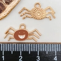 Pendentifs araignée en émail doré et marron pour bijoux d'Halloween avec sourire - Araignée Marron (14012)