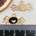 Pendentifs araignée Halloween en métal doré et émail noir pour bijoux DIY - Araignée Noire (14013)