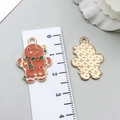 Gingerbread man alloy pendant charm with colorful enamel details for DIY jewelry making - Brown Christmas Gingerbread Man (19678)