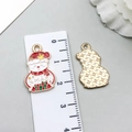 Enamel Christmas snowman alloy pendant charm with XMAS text and golden mesh back for DIY jewelry - Red Christmas Snowman (19679)