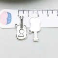 Antique silver guitar shaped alloy pendant for DIY jewelry with size scale reference - Antique Silver Guitar (15757) / 15*25mm